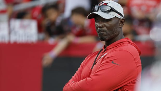 Buccaneers head coach Todd Bowles looks on before a preseason game vs. Miami.